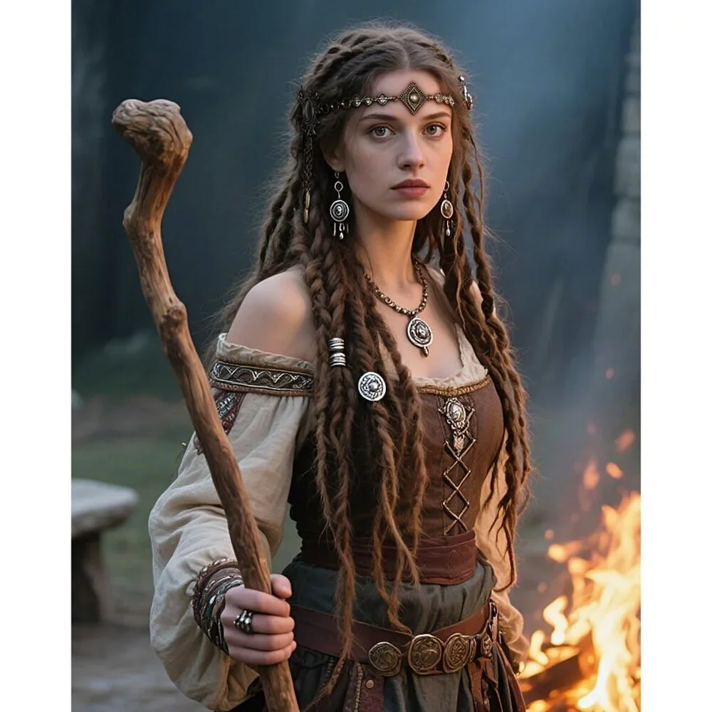 Women Viking Head Chain Jewelry Halloween Cosplay Antique Bronze Fit